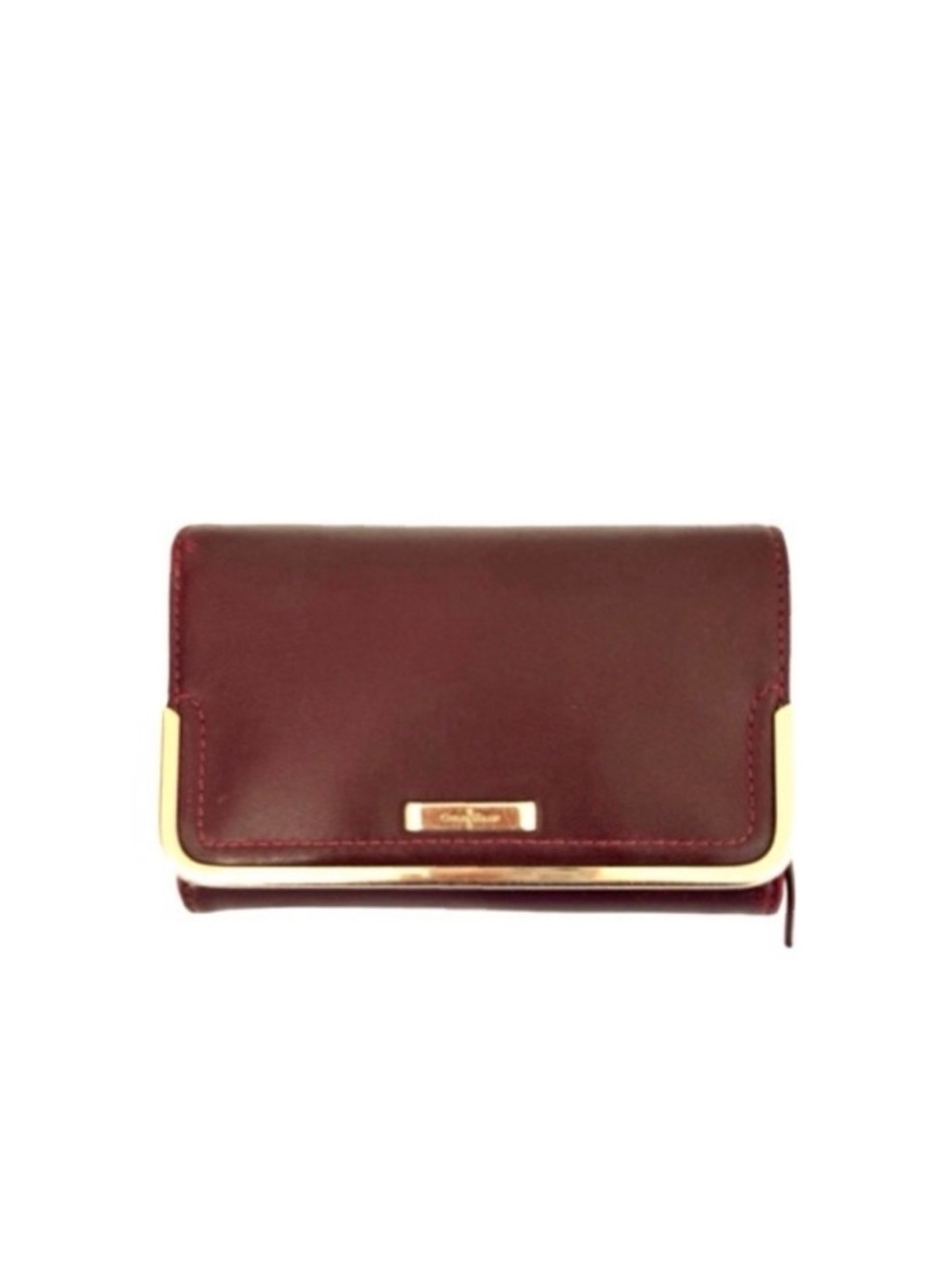 Cole Haan Bi-fold Wallet Leather Pockets for everything Oxblood Brown Red Gold